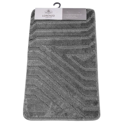 Westward Ho! Lorenzo 2 Piece Bath Mat Set – Soft 100% Polypropylene Rectangular and U-Shaped Mats