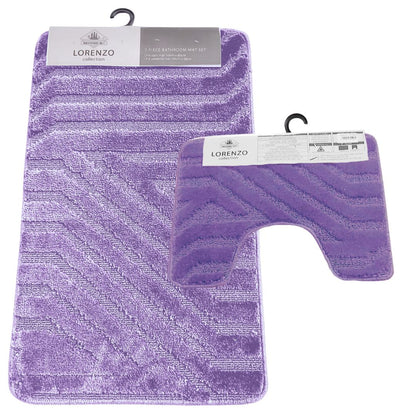 Westward Ho! Lorenzo 2 Piece Bath Mat Set – Soft 100% Polypropylene Rectangular and U-Shaped Mats