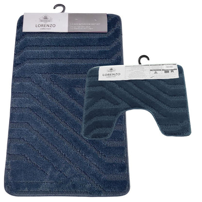 Westward Ho! Lorenzo 2 Piece Bath Mat Set – Soft 100% Polypropylene Rectangular and U-Shaped Mats