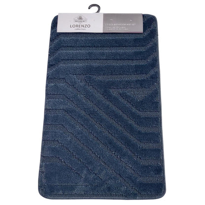 Westward Ho! Lorenzo 2 Piece Bath Mat Set – Soft 100% Polypropylene Rectangular and U-Shaped Mats