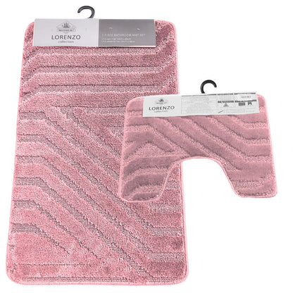 Westward Ho! Lorenzo 2 Piece Bath Mat Set – Soft 100% Polypropylene Rectangular and U-Shaped Mats