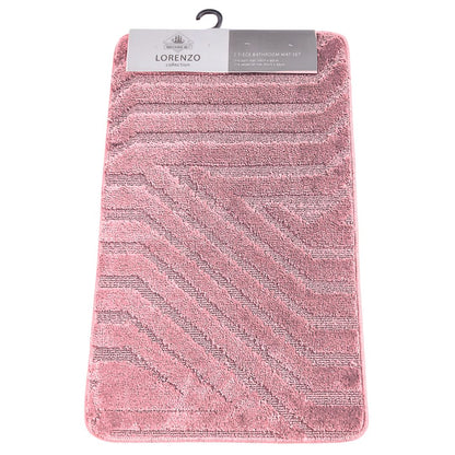 Westward Ho! Lorenzo 2 Piece Bath Mat Set – Soft 100% Polypropylene Rectangular and U-Shaped Mats