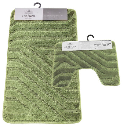 Westward Ho! Lorenzo 2 Piece Bath Mat Set – Soft 100% Polypropylene Rectangular and U-Shaped Mats