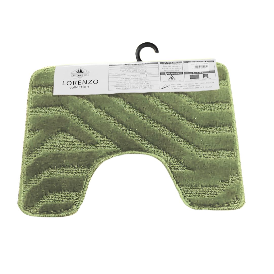 Westward Ho! Lorenzo 2 Piece Bath Mat Set – Soft 100% Polypropylene Rectangular and U-Shaped Mats