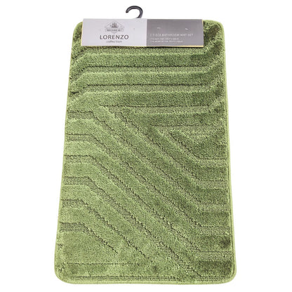 Westward Ho! Lorenzo 2 Piece Bath Mat Set – Soft 100% Polypropylene Rectangular and U-Shaped Mats