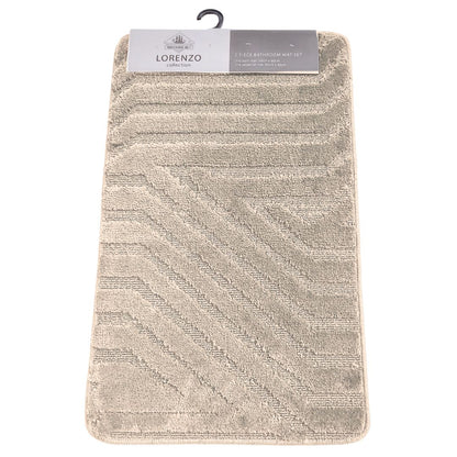 Westward Ho! Lorenzo 2 Piece Bath Mat Set – Soft 100% Polypropylene Rectangular and U-Shaped Mats