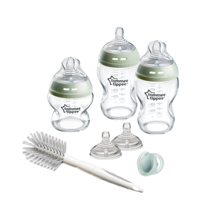Tommee Tippee Natural Start Glass Newborn Starter Set – Durable Borosilicate, Anti-Colic, Self-Sterilising