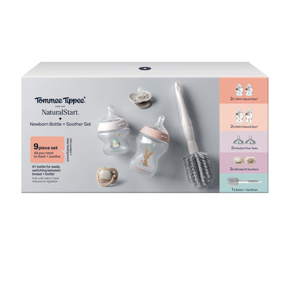 Tommee Tippee Natural Start Baby Bottle and Soother Feeding Set Newborn Starter Kit BPA Free