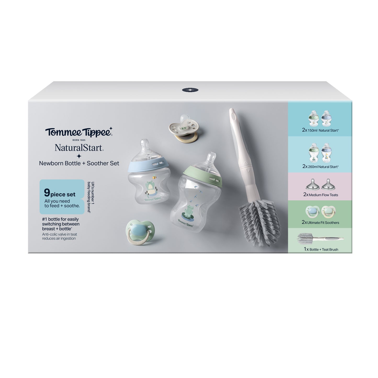 Tommee Tippee Natural Start Baby Bottle and Soother Feeding Set Newborn Starter Kit BPA Free