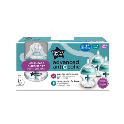 Tommee Tippee Advanced Anti-Colic Baby Bottle – Vented Wand, Self-Sterilising, BPA-Free