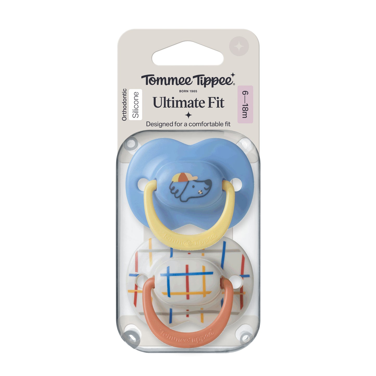 Tommee Tippee Ultimate Fit Silicone Soothers, 6–18m, 2 Pack, Symmetrical Teat, BPA-Free