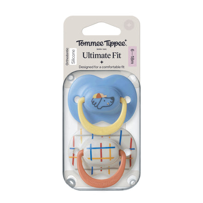 Tommee Tippee Ultimate Fit Silicone Soothers, 6–18m, 2 Pack, Symmetrical Teat, BPA-Free