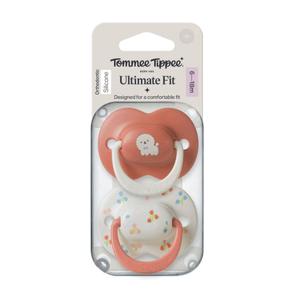Tommee Tippee Ultimate Fit Silicone Soothers, 6–18m, 2 Pack- Girly designs