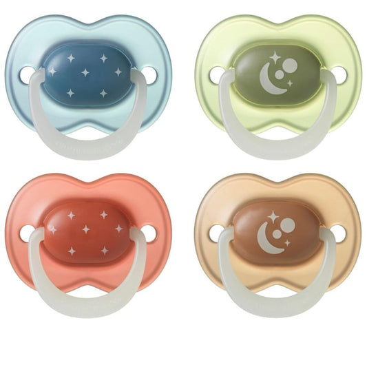 Tommee Tippee Glow in the Dark Night Time Dummy Orthodontic BPA Free Baby Soother- Pack of 4- 6-18 Months