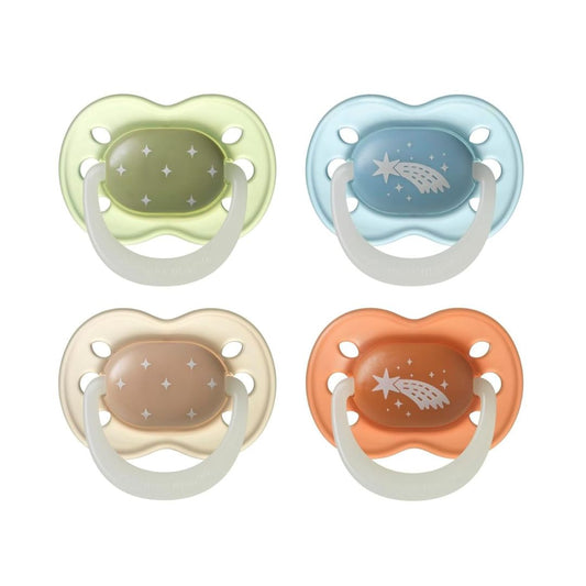 Tommee Tippee Glow in the Dark Night Time Dummy BPA Free Symmetrical Baby Soothe- 4 Pack- 0-6 Months