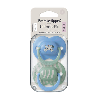 Tommee Tippee Ultimate Fit Silicone Soothers, 6–18m, 2 Pack, Symmetrical Teat, BPA-Free