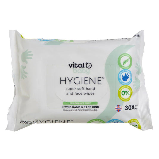 Vital Baby Hygiene Super Soft Hand & Face Wipes Fragrance Free 30 Pack