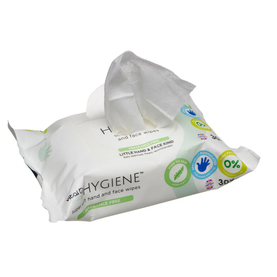 Vital Baby Hygiene Super Soft Hand & Face Wipes Fragrance Free 30 Pack