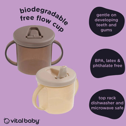 Vital Baby Hydrate Free Flow Cups 200ml 2 Pack Mixed