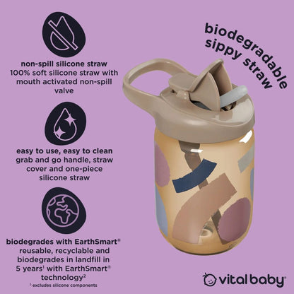 Vital Baby Hydrate Sippy Straw 350ml 2 Pack Mixed