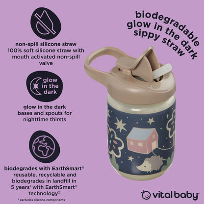 Vital Baby Hydrate Sippy Straw 350ml Glow In The Dark