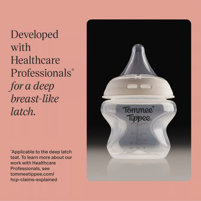 Tommee Tippee Natural Start Baby Bottle and Deep Latch Teat, Extra Slow Flow, 2 pack