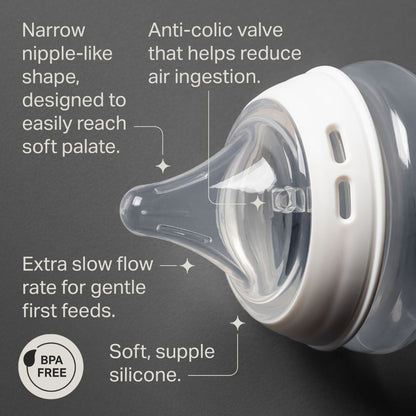 Tommee Tippee Natural Start Baby Bottle and Deep Latch Teat, Extra Slow Flow, 2 pack