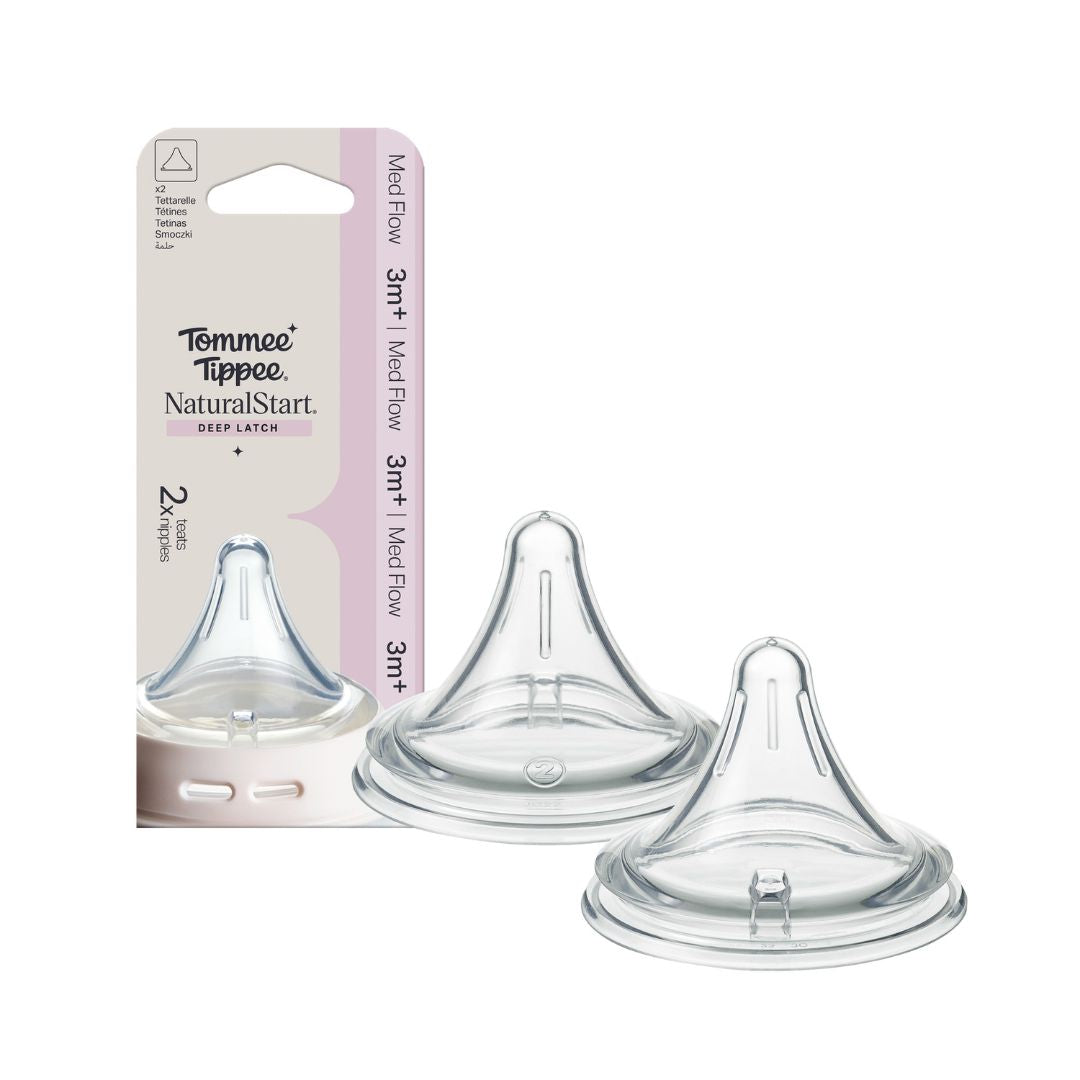 Tommee Tippee Natural Start Deep Latch Triangular Teats, 2 Pack