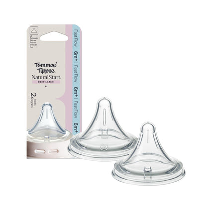 Tommee Tippee Natural Start Deep Latch Triangular Teats, 2 Pack
