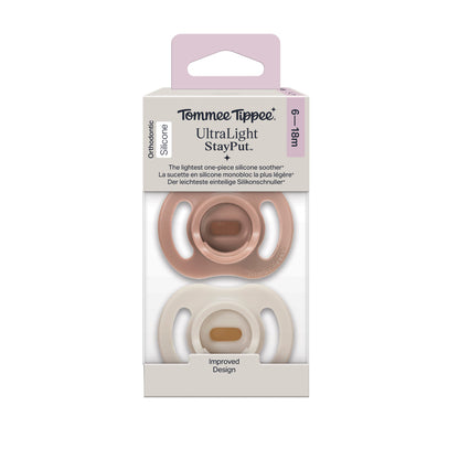 Tommee Tippee Ultra-Light StayPut Dummy, 6-18 Months, 2 Pack