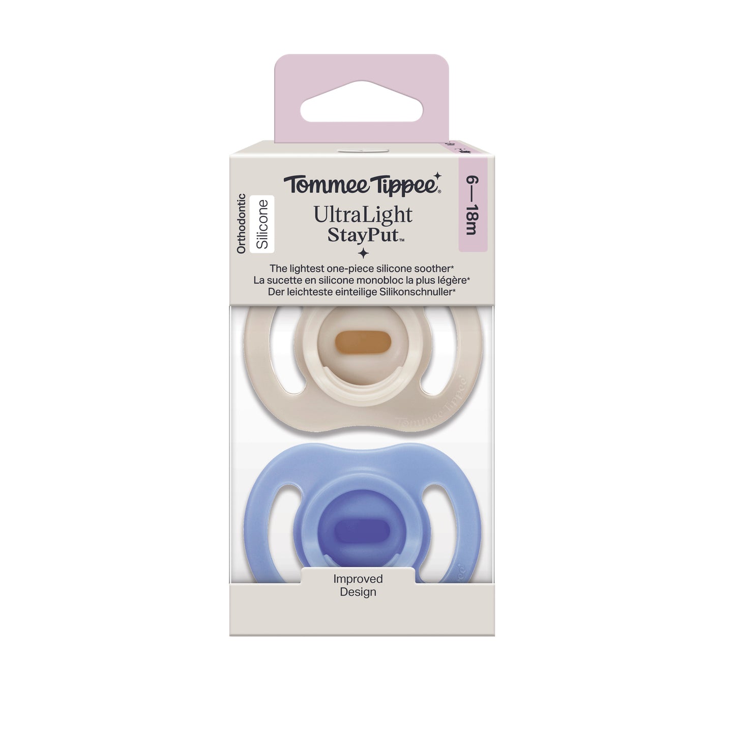 Tommee Tippee Ultra-Light StayPut Dummy, 6-18 Months, 2 Pack