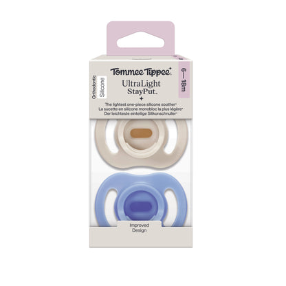 Tommee Tippee Ultra-Light StayPut Dummy, 6-18 Months, 2 Pack