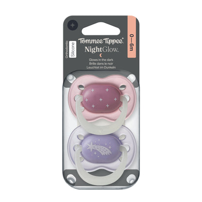 Tommee Tippee NightGlow Dummy, 0-6 Months, 2 Pack