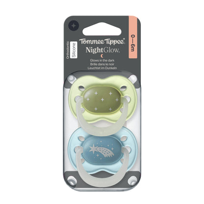 Tommee Tippee NightGlow Dummy, 0-6 Months, 2 Pack