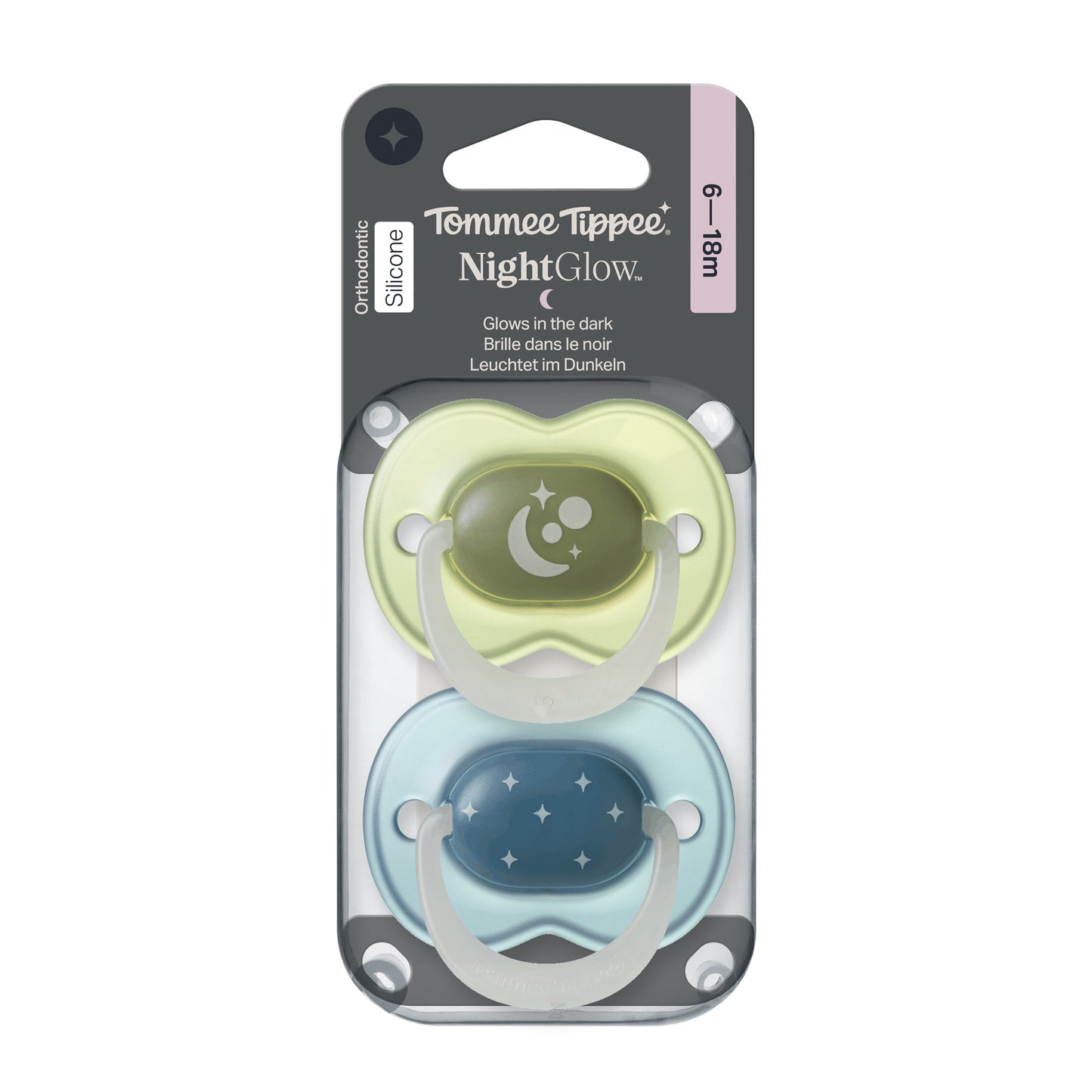 Tommee Tippee NightGlow Dummy, 6-18 Months, 2 Pack
