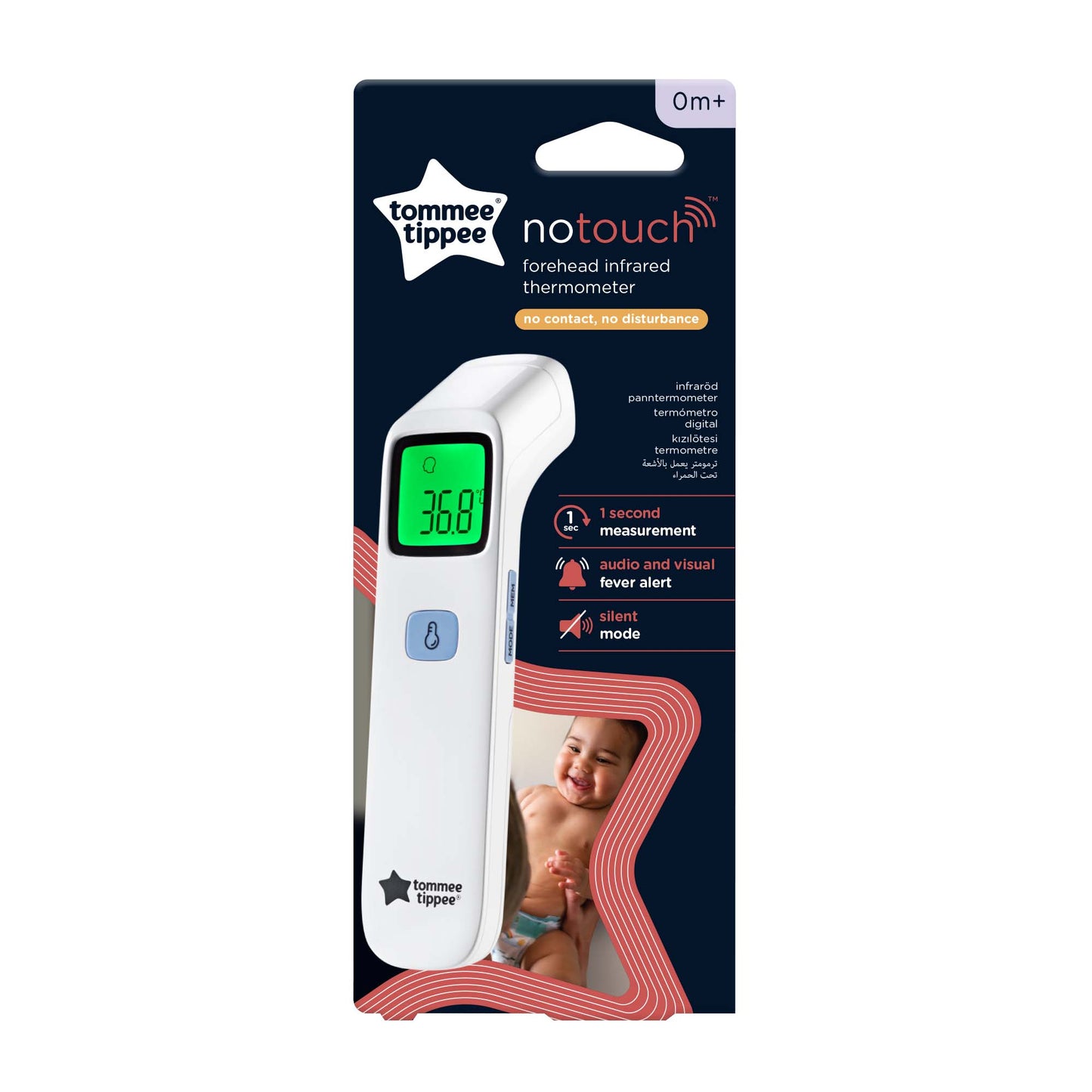 Tommee Tippee NoTouch Infrared Forehead Digital Thermometer, Instant Reading 0m+