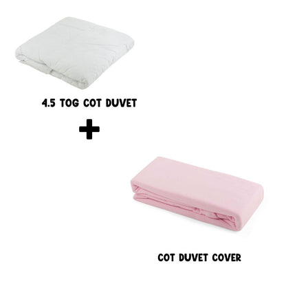Junior Joy Baby Cot Duvet Set (9 TOG & 4.5 TOG) + 100% Cotton Duvet Cover – Soft, Breathable, Machine Washable – Multiple Colors (Cot Size 100x120cm)