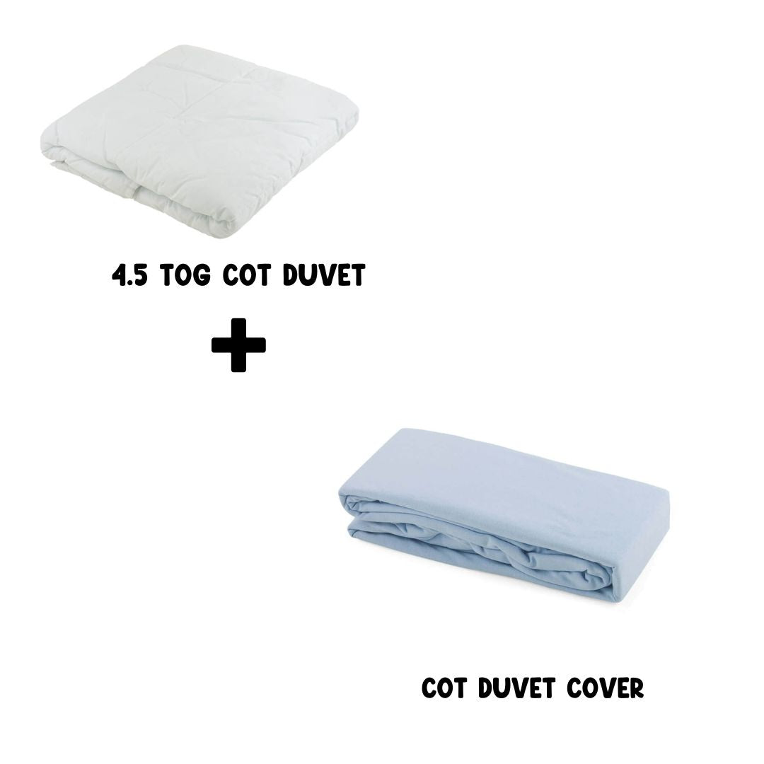 Junior Joy Baby Cot Duvet Set (9 TOG & 4.5 TOG) + 100% Cotton Duvet Cover – Soft, Breathable, Machine Washable – Multiple Colors (Cot Size 100x120cm)