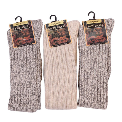Go West Boot Socks – 3 Pairs, 1 Cream & 2 Grey, Size 6-11 / EUR 39-46