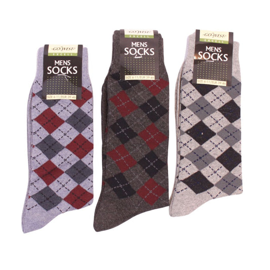 Go West 3-Pair Socks – Blue, Black & Grey, Size 6-11 / EUR 39-46