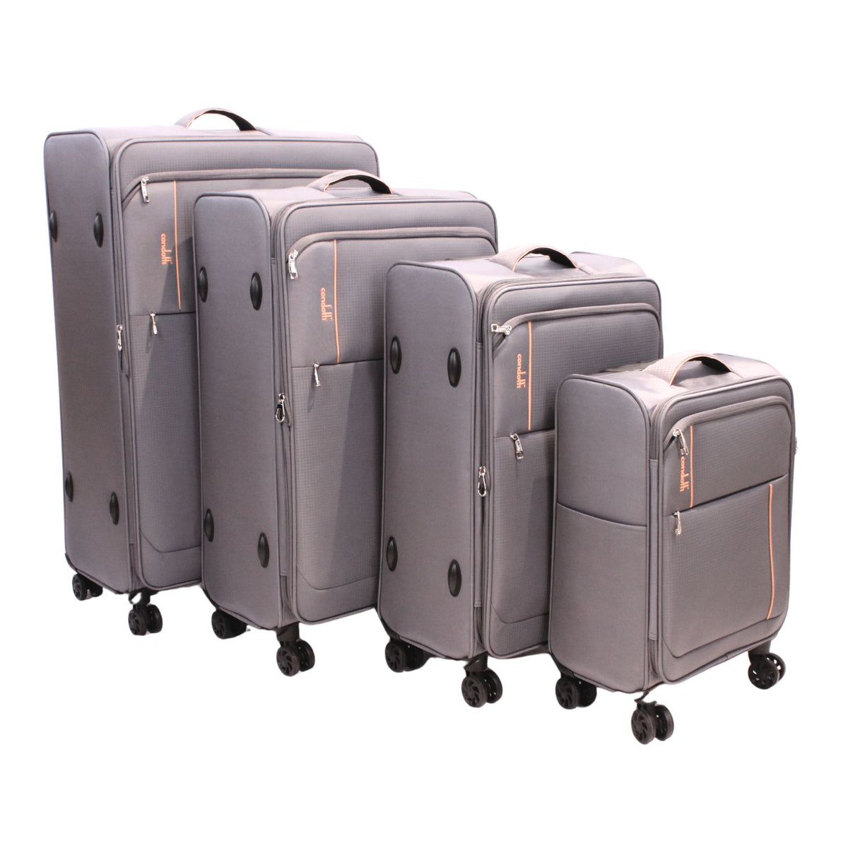 Condotti Apollo 4 Piece Suitcase Set – Black & Charcoal - 22” 24” 28” 32” Spinner Luggage
