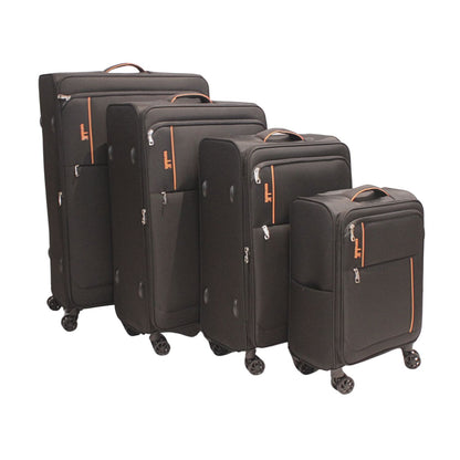 Condotti Apollo 4 Piece Suitcase Set – Black & Charcoal - 22” 24” 28” 32” Spinner Luggage