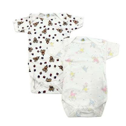 Junior Joy Printed Baby Bodysuits, 100% Combed Cotton, Pack of 2,Various Size
