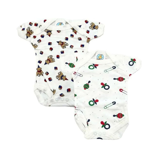 Junior Joy Printed Baby Bodysuits, 100% Combed Cotton, Pack of 2,Various Size