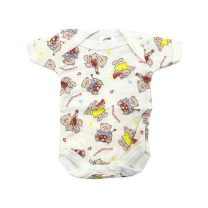 Junior Joy Premature Printed Baby Bodysuits, Cream Colour, 100% Combed Cotton, Short Sleeves, Machine Washable, Pack of 2