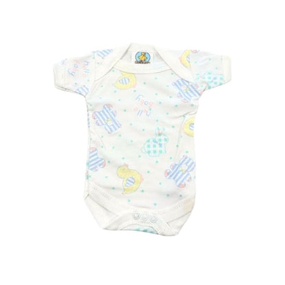 Junior Joy Baby Bodysuits – 3 Pack Printed Cotton for Premature Babies | Short Sleeve, Envelope Neck, Easy Nappy Change