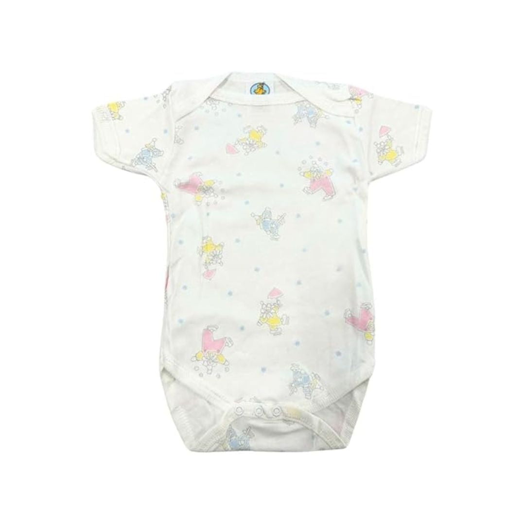 Junior Joy Baby Bodysuits – 3 Pack Printed Cotton for Premature Babies | Short Sleeve, Envelope Neck, Easy Nappy Change