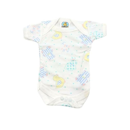 Junior Joy Baby Bodysuits – 3 Pack Printed Cotton for Premature Babies | Short Sleeve, Envelope Neck, Easy Nappy Change