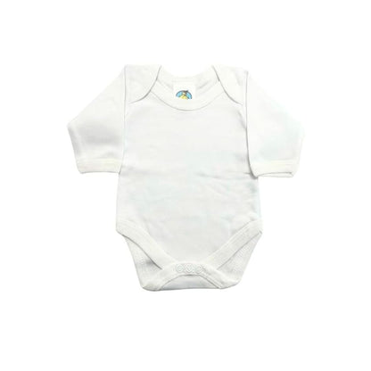 Junior Joy Baby Bodysuits – 2 Pack White, Long Sleeve, Envelope Neck, Super Soft Cotton, Various Size