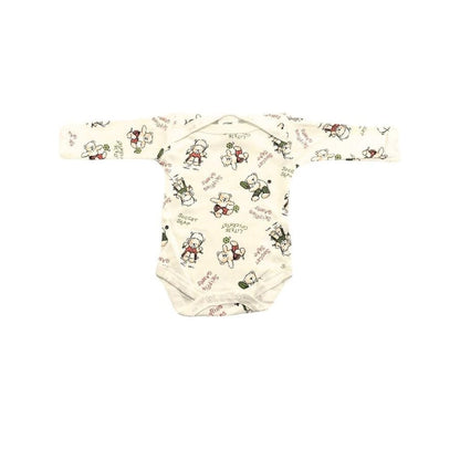 Junior Joy Baby Bodysuits – 2 Pack Cream Printed for Premature Babies | Long Sleeve, Envelope Neck, Easy Nappy Change